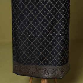 Black - 3pc tanchoi silk cotton unstitched banarasi dress