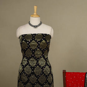 Black - 3pc Tie-Dye Heavy Zari Work Unstitched Bandhani Dress Material 