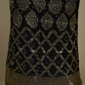 Black - 3pc Tie-Dye Heavy Zari Work Unstitched Bandhani Dress Material 
