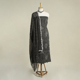 Black 3pc Unstitched Kutch Bandhani Dress Material