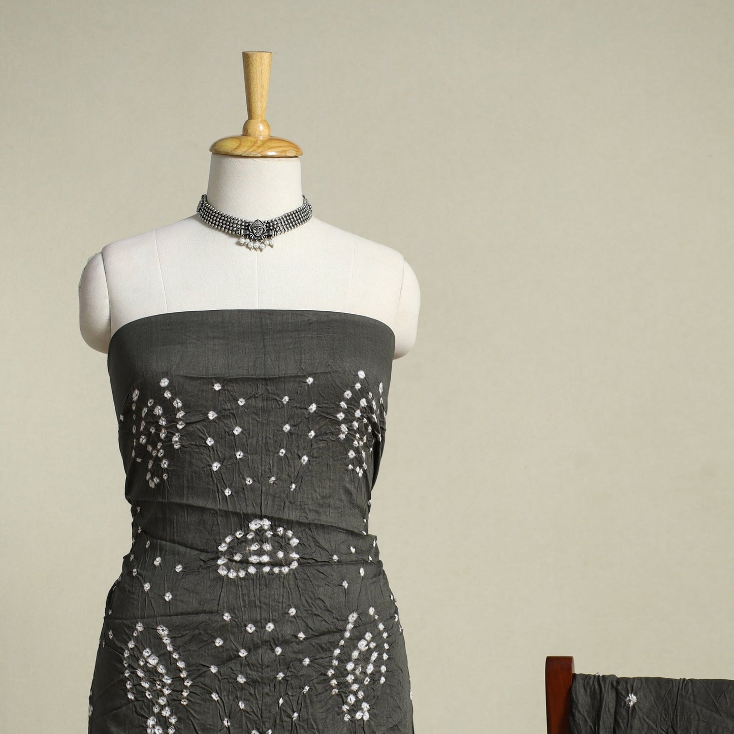 Black 3pc Unstitched Kutch Bandhani Dress Material