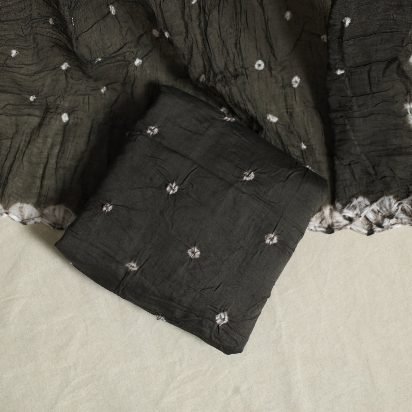 Black 3pc Unstitched Kutch Bandhani Dress Material