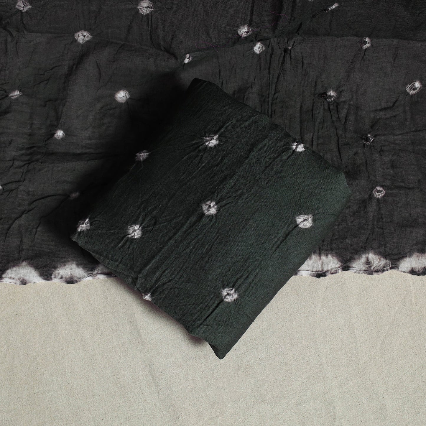Black 3pc Unstitched Kutch Bandhani Dress Material