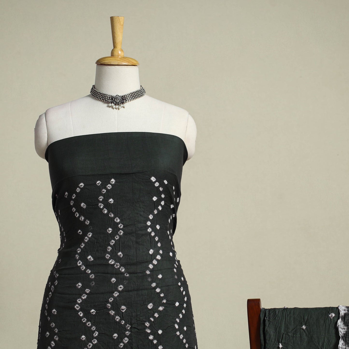 Black 3pc Unstitched Kutch Bandhani Dress Material