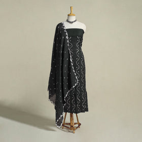Black 3pc Unstitched Kutch Bandhani Dress Material