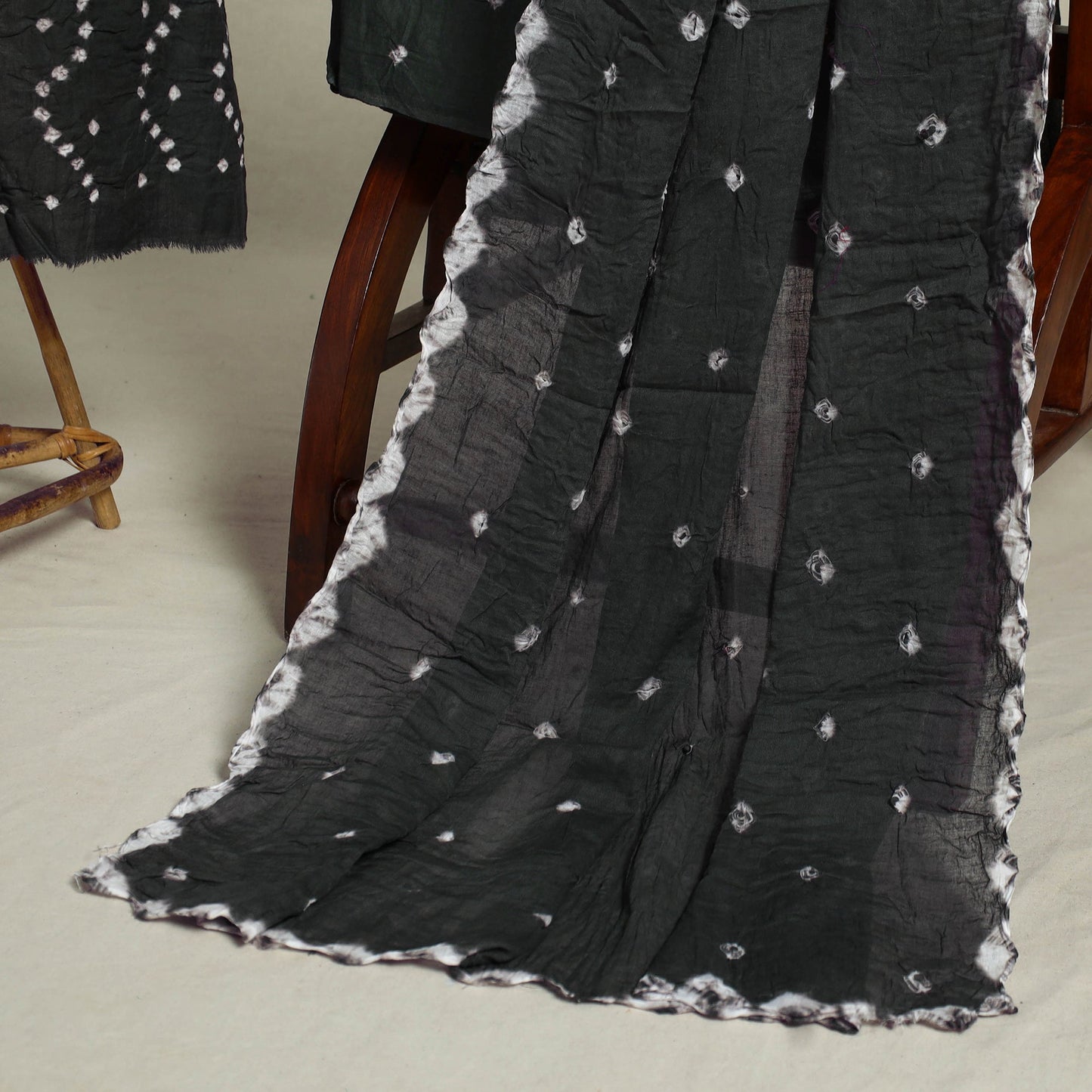 Black 3pc Unstitched Kutch Bandhani Dress Material