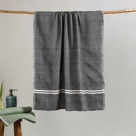 Black Aha Vastra! Pure Handloom Cotton Bath Towel 
