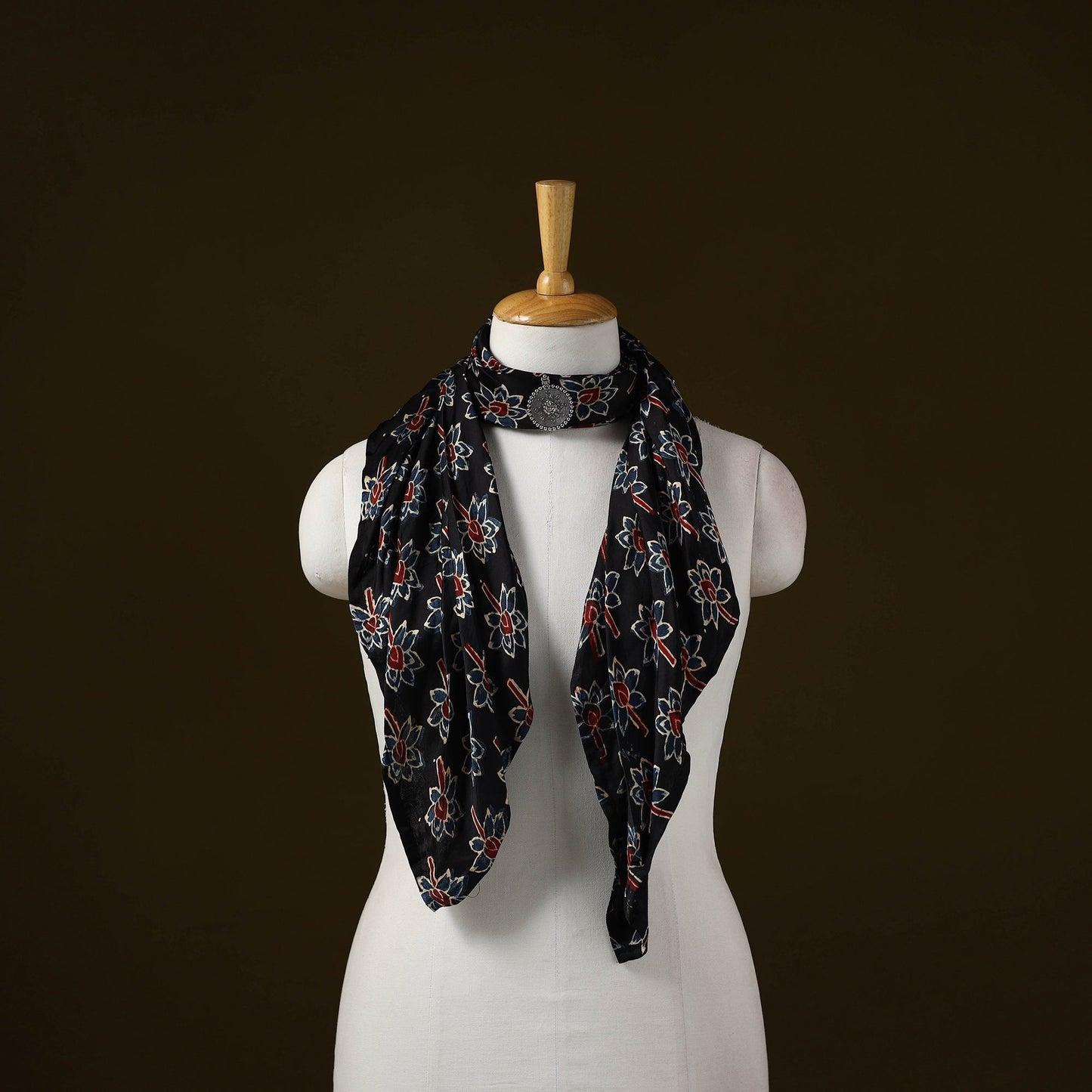 Modal silk pendant necklace scarf 41 - handcrafted