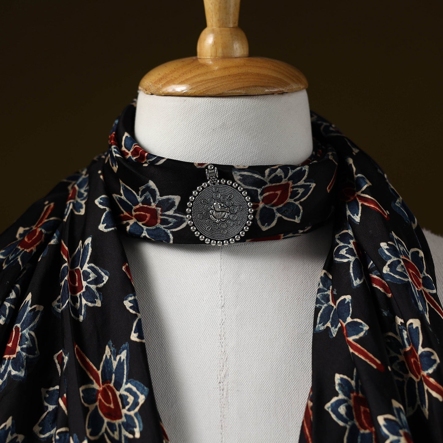 Modal silk pendant necklace scarf 41 - handcrafted