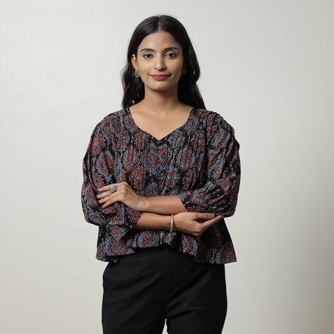 Ajrakh Cotton Crop Top | Handcrafted Elegance