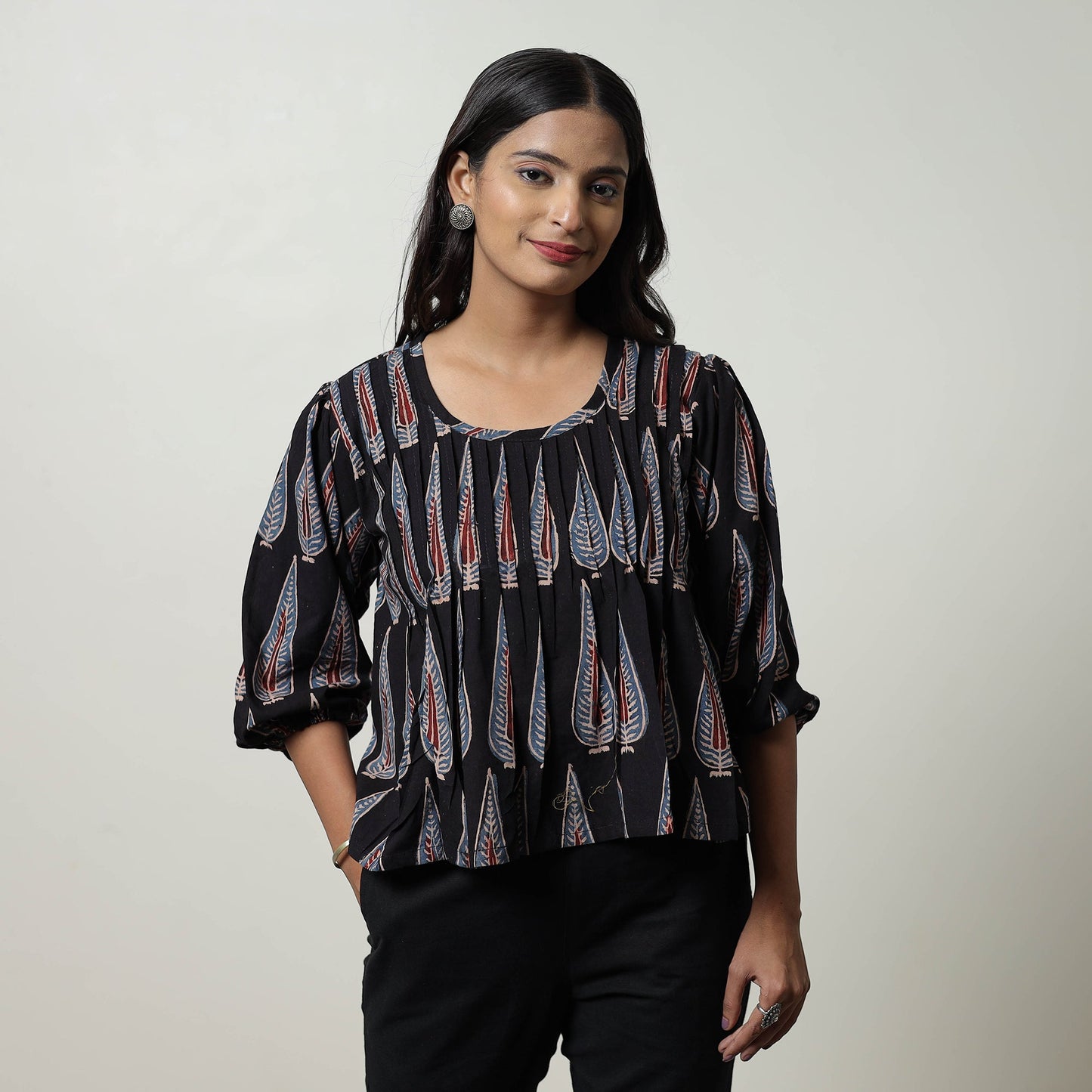 Ajrakh Cotton Crop Top | Handcrafted Elegance