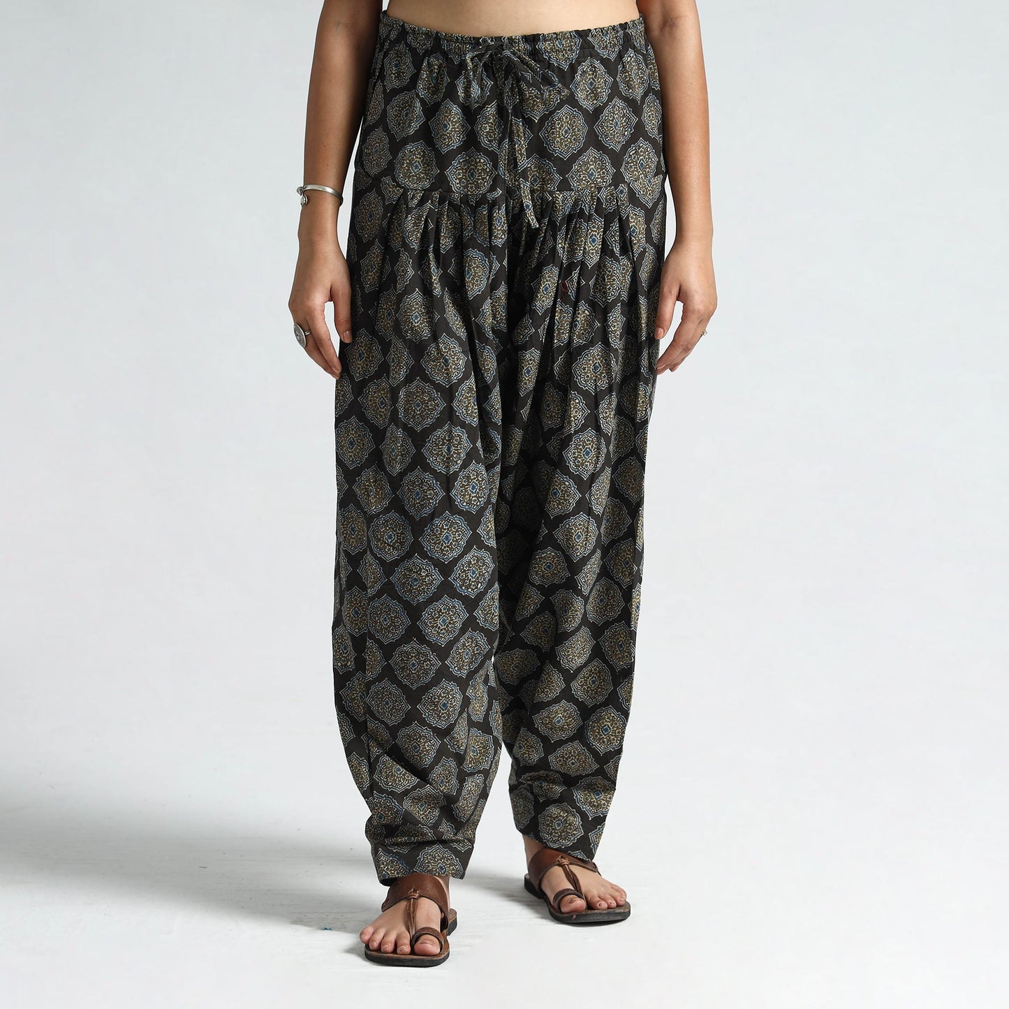 Buy  Ajrakh Block Printed Cotton Elasticated Salwar 07 Online at iTokri.com