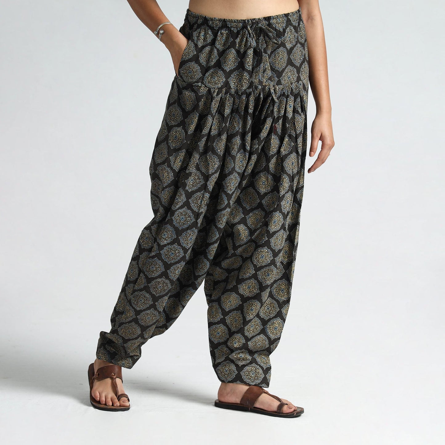 Buy  Ajrakh Block Printed Cotton Elasticated Salwar 07 Online at iTokri.com