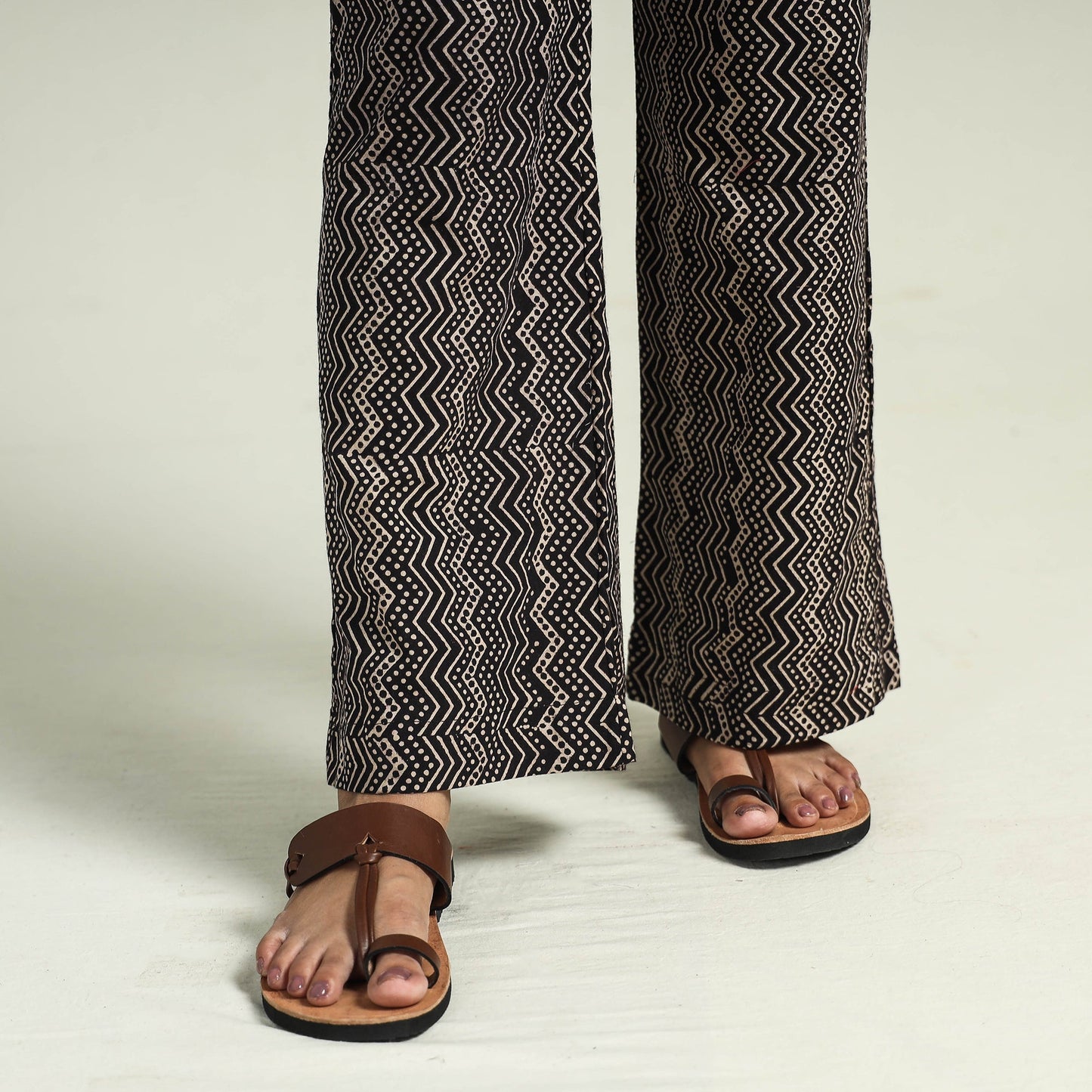 Black - printed cotton kaftan with palazzo & dupatta set