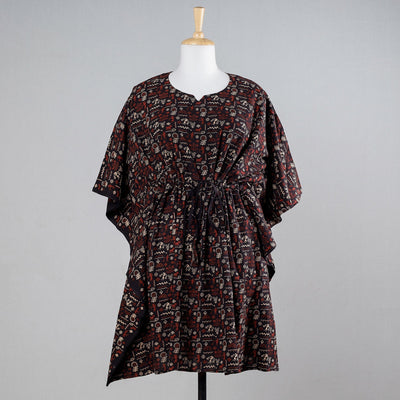  Ajrakh Block Printed Cotton Kaftan with Tie-Up Waist 