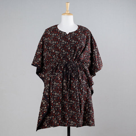  Ajrakh Block Printed Cotton Kaftan with Tie-Up Waist 