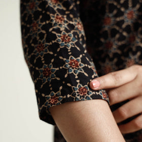 Black - Ajrakh Block Printed Cotton Kurta with Palazzo Set
