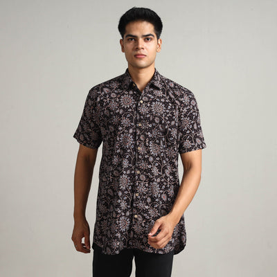 Buy Ajrakh Block Printed Cotton Men Half Sleeve Shirt 01 Online at iTokri.com