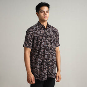 Buy Ajrakh Block Printed Cotton Men Half Sleeve Shirt 01 Online at iTokri.com