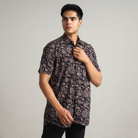 Buy Ajrakh Block Printed Cotton Men Half Sleeve Shirt 01 Online at iTokri.com