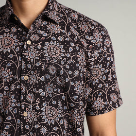 Buy Ajrakh Block Printed Cotton Men Half Sleeve Shirt 01 Online at iTokri.com