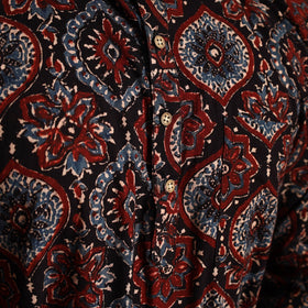 Black - ajrakh block printed cotton men long kurta