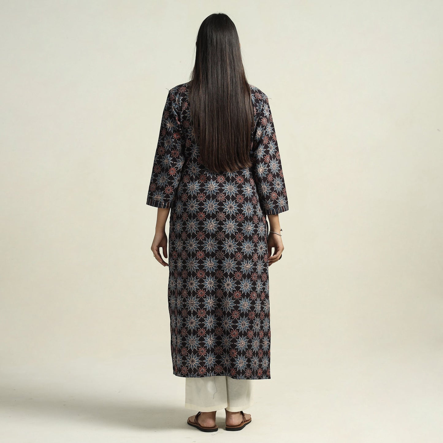 Black - Ajrakh Block Printed Cotton Straight Kurta