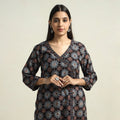 Black - Ajrakh Block Printed Cotton Straight Kurta
