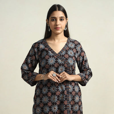 Black - Ajrakh Block Printed Cotton Straight Kurta