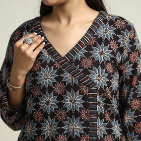 Black - Ajrakh Block Printed Cotton Straight Kurta