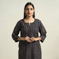 Black - ajrakh block printed cotton straight kurta