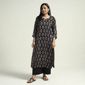  Ajrakh Block Printed Modal Silk Kurta with Palazzo Set 