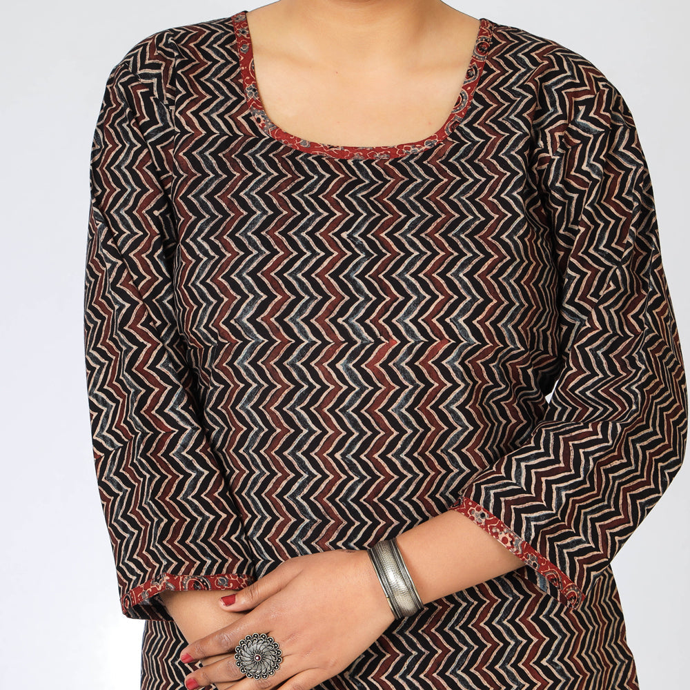  iTokri Casuals - Ajrakh Block Print Cotton Long Kurta 