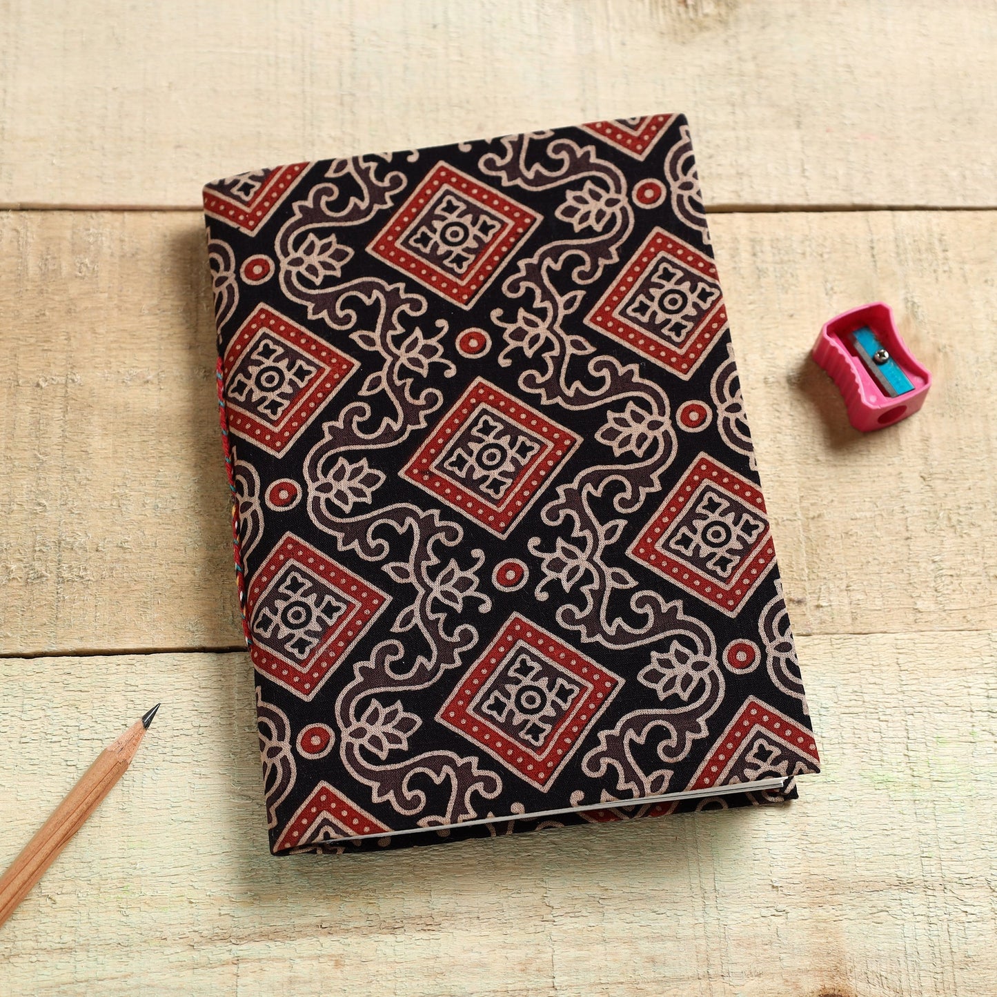  Ajrakh Fabric Cover Handmade Paper Notebook Online in India 