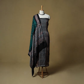 Ajrakh hand block print with bandhani modal silk natural