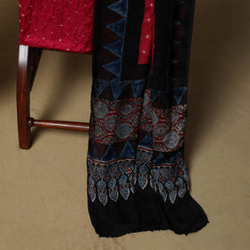 Ajrakh hand block print with bandhani modal silk natural