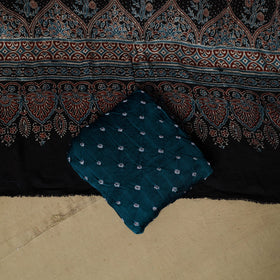 Ajrakh hand block print with bandhani modal silk natural