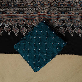 Ajrakh hand block print with bandhani modal silk natural