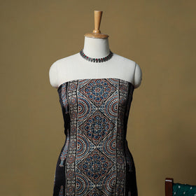 Ajrakh hand block print with bandhani modal silk natural