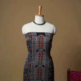 Ajrakh hand block print with bandhani modal silk natural