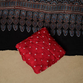 Ajrakh hand block print with bandhani modal silk natural