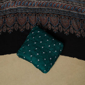 Ajrakh hand block print with bandhani modal silk natural