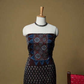 Ajrakh hand block print with bandhani modal silk natural