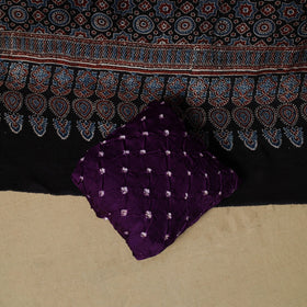 Ajrakh hand block print with bandhani modal silk natural