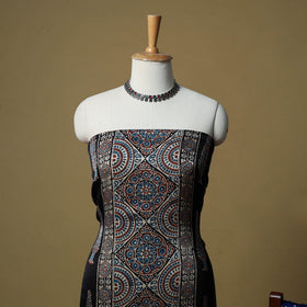 Ajrakh hand block print with bandhani modal silk natural