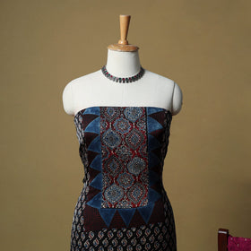 Ajrakh hand block print with bandhani modal silk natural