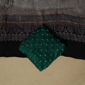 Ajrakh hand block print with bandhani modal silk natural