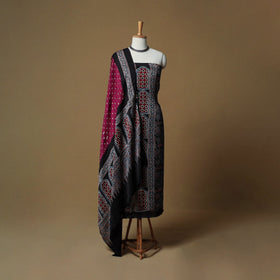 Ajrakh hand block print with bandhani modal silk natural