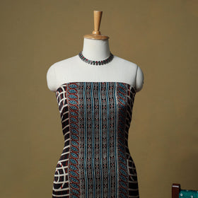 Ajrakh hand block print with bandhani modal silk natural