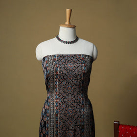 Ajrakh hand block print with bandhani modal silk natural
